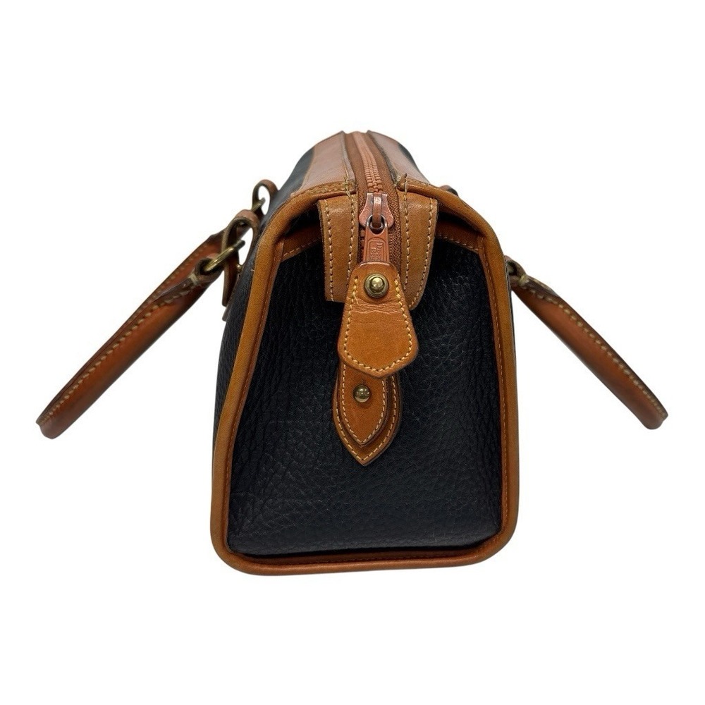 Vintage Dooney & Bourke Black & Tan Leather Satchel Bag + Strap Classic Preppy - Picture 4 of 16